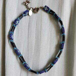 Panama Jack Blue and Black Beaded Choker